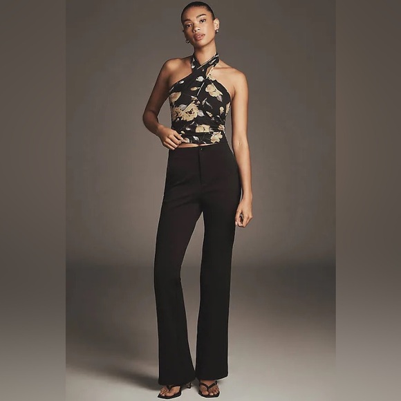 Anthropologie Pants - Anthropologie Black Slim Boot Pants with Ankle Zippers | Stretch Dress Trouser M